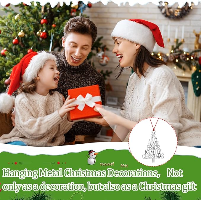 Zhengmy 8 Pieces Christmas Ornaments 2025 Solid Pewter Christmas Tree Ornament Metal Gnomes Santa Angel Snowman Hanging Craft Xmas Gifts with Red Bags(Cute)