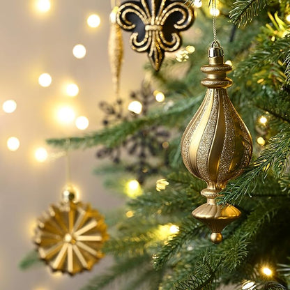 Valery Madelyn Ornaments for Christmas Trees, 60ct Black and Gold Shatterproof Christmas Tree Decorations, Luxury Hanging Ball Ornaments Bulk for Xmas Holiday Decor