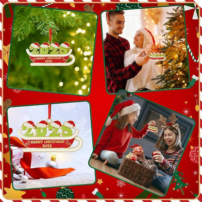 2025 Dated Merry Christmas Ornament for Holiday Party Decor, Metal Ornament for Home, Xmas Gift Cute Tree Decorations