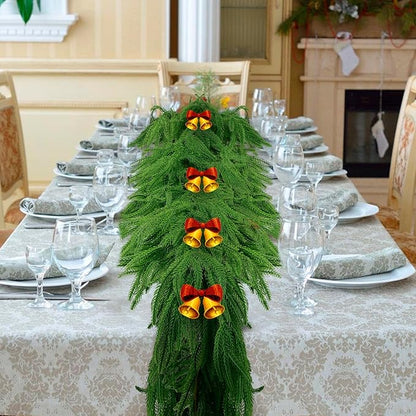 2Pcs 9 FT Artificial Norfolk Pine Garlands, Realistic Christmas Garland Thickness Real Touch Winter Greenery Garland for Table Mantle Wall Indoor Outdoor Christmas Decor