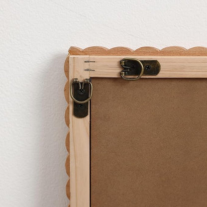 LuxenHome Rectangle Wall Mirror for Bathroom, 24"x35" Large Beech Wood Framed Wall Mounted Decorative Vanity Mirror for Living Room Bedroom Decor, Hanging Sculptures Accent for Entryway Hall Home