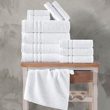 Hawmam Linen Bath Towels 4 Pack 100% Turkish Cotton Soft Lightweight and Highly Absorbent Quick Drying Towels, White