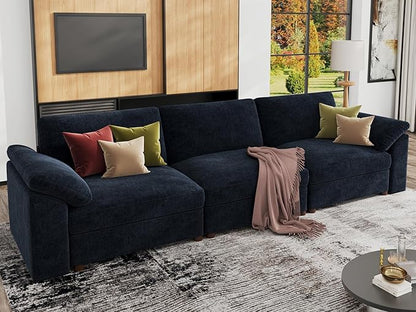 EASE MOOSE Modern 3 Seat Sectional Modular Sofa, FSC Certified Chenille Comfty Deep Seat Couch for Living Room,Solid Wood Frame Sofa, Removable Cover