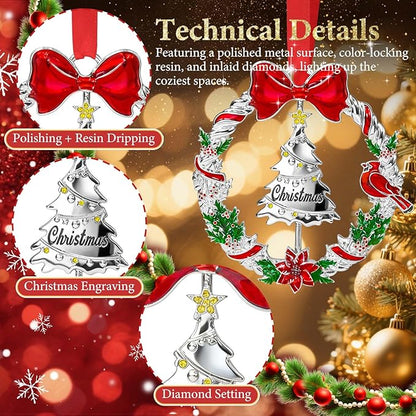 2025 Christmas Ornament for Christmas Tree Decorations, Double-Sided Rotatable Dated 2025 Wreath Ornaments, 3.3x3.3 Inch Ornament for Tree Wreath Door Fireplace Decorative Keepsake Gift