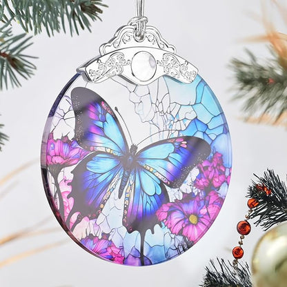 Stained Glass Butterfly Ornament - Christmas Tree Decor