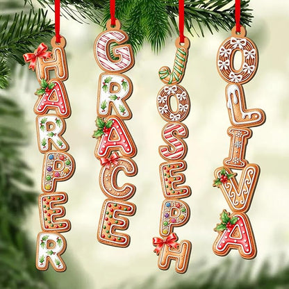 Personalized Christmas Name Letter Ornament 2025, Family Name Ornaments 2025, Personalized Christmas Stocking Tag, Initial Alphabet Monogram, Kids Name Family Letter, Xmas Tree Decor 6