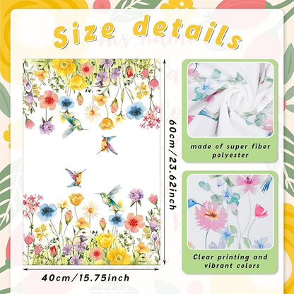 Oudain Kitchen Dish Towels Set of 6 Floral Wildflower Decorative Tea Towels Hand Towels Spring Housewarming Gift