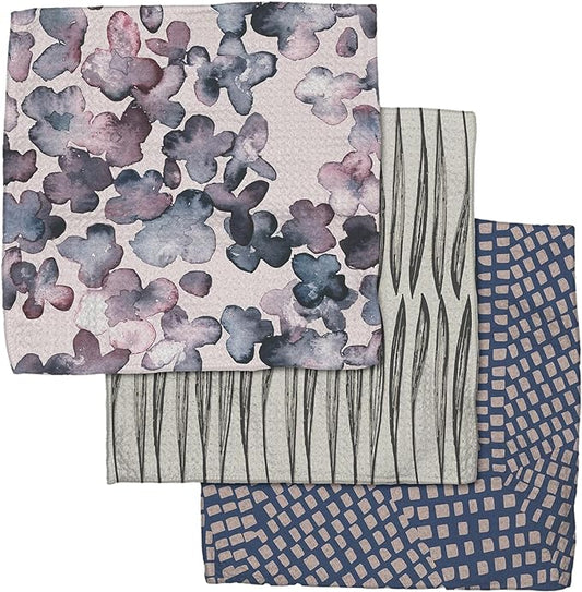 GEOMETRY Kitchen Dish Cloths Quick Dry Premium Dish Rags with Geoweave 3 Pack Set Tiny Petals