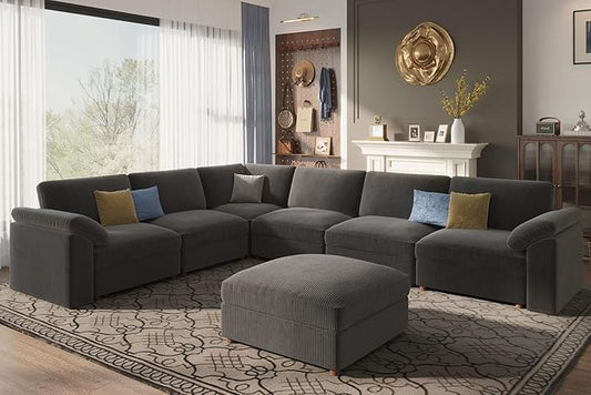 EASE MOOSE Oversized Sectional Modular Sofa,Large U Shape Sectional Couch Wide Deep Seat Modular Cloud Couch,Removable Cover