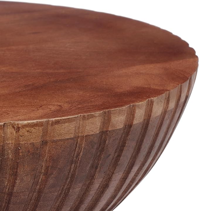 Christopher Knight Home Tassi Wooden Small End Table, Indoor Round Side Table with Drum Base, Mid Century Modern Coffee Table Round for Living Room, Modern Accent Table, Honey