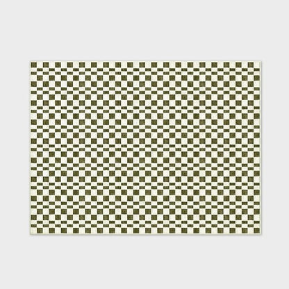 EVERGRACE Checkered Plaid Area Rug 9x12, Soft Faux Wool Rugs Washable Anti Slip Rugs Large Rug Carpet for Entryway Bedroom Living Room Hallway Kitchen Dining Room and Laundry Room, Olive Green