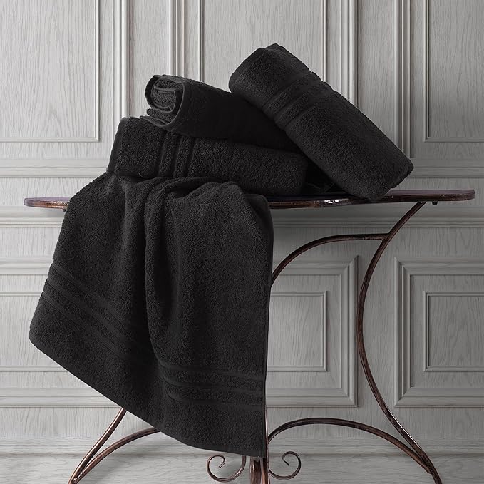 Hawmam Linen Black Bath Towels 4-Pack - 27x54 Soft and Absorbent, Premium Quality Perfect for Daily Use 100% Cotton Towel 600 GSM