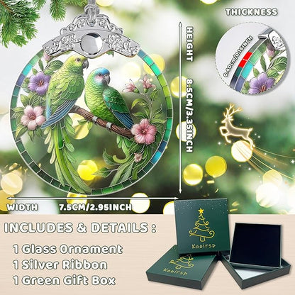 Parrot Ornaments for Christmas Tree, Stained Glass Christmas Ornaments and Xmas Tree Decorations, Gift Exchange