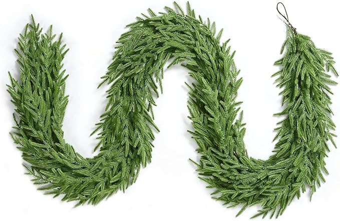 6.3 FT Christmas Garland Decorations, Artificial Norfolk Pine Garland, Realistic Greenery Garland for Staircase, Mantle, Banister, Fireplace, Wall, Door, Table, Indoor & Outdoor Holiday Xmas Decor
