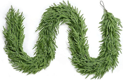6.3 FT Christmas Garland Decorations, Artificial Norfolk Pine Garland, Realistic Greenery Garland for Staircase, Mantle, Banister, Fireplace, Wall, Door, Table, Indoor & Outdoor Holiday Xmas Decor