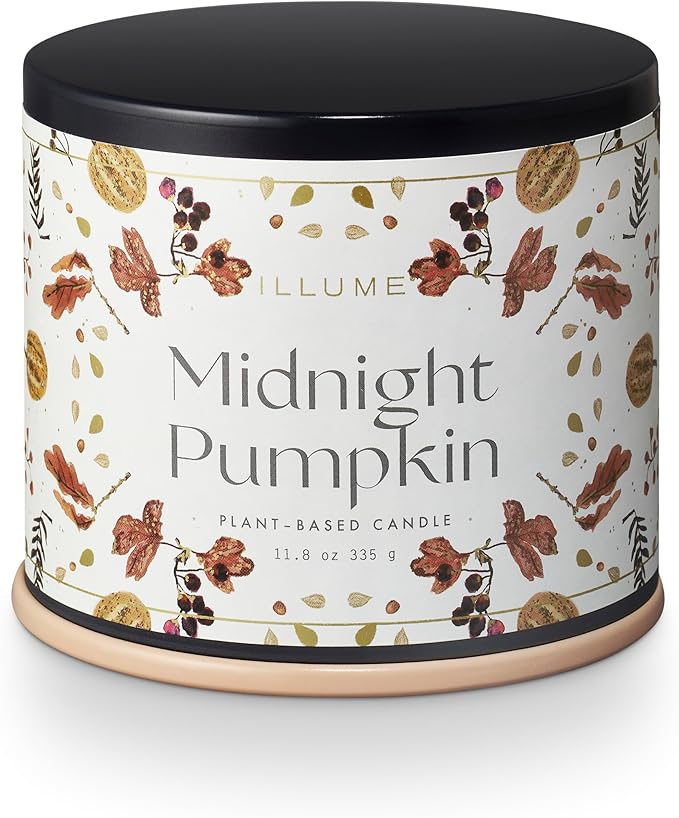 ILLUME Noble Holiday Collection Midnight Pumpkin Vanity Tin Candle, 11.8 oz