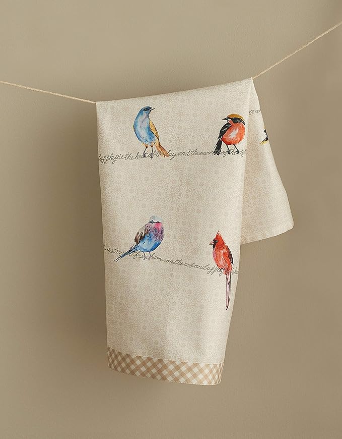 Maison d'Hermine Birdies On Wire 100% Cotton Absorbent Dish Towels Tea Bar Towels Set of 2