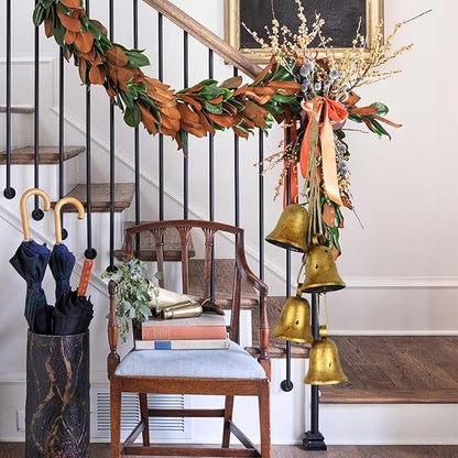 Styleonme Decorative Bells, Christmas Decor Bells, Huangma Hanging Rope Metal Decorative Bull Bell, Classic Bell-Shaped Bell, Vintage Handmade Rustic Lucky Christmas Cow Bells