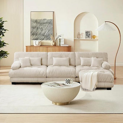 SoarFlash Sectional Sofas Couches for Living Room, L Shaped Couch Sofa Set, Small Couches for Small Spaces, Apartment with Movable Ottoman, Camel