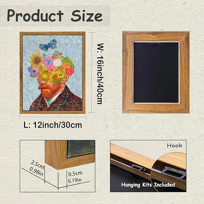 KBKBART Gold Framed Van Gogh Wall Art, Vintage Abstract Wheat Field with Cypress Canvas Impressionist Oil Painting, Farmhouse Country Landscape Wall Decor, Van Gogh Poster Art Prints for Bedroom Living Room, Gallery, Gifts for Friends or Family(12"x16")