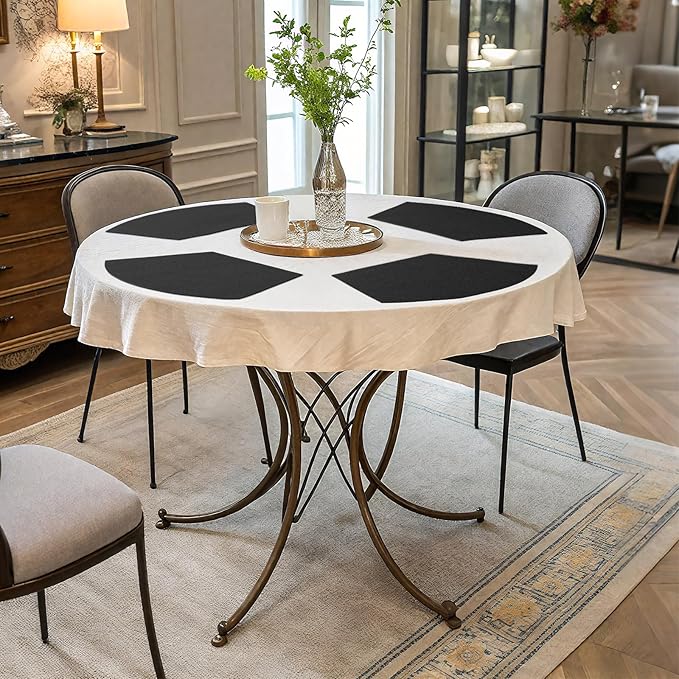 Homaxy Round Table Placemats Set of 6, Washable Wedge Shaped Faux Leather Table Mats, Wipeable Kitchen Dinner Place Mats for Indoor Outdoor, Black
