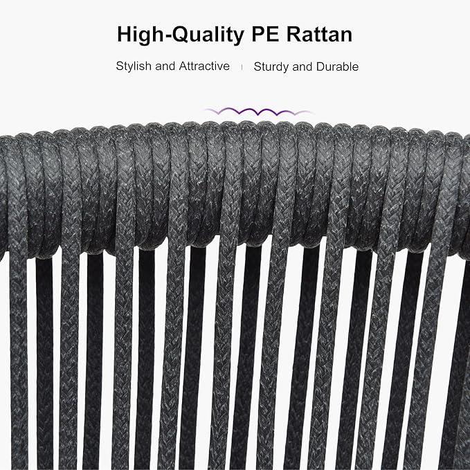 PURPLE LEAF 14 Pieces Patio Dining Table Set Wicker Outdoor Furniture Oversize Rectangular Table and Chairs Set for Garden Deck Teak-Finish Aluminum Frame Backyard Kitchen Set, Cushions and Pillows Included