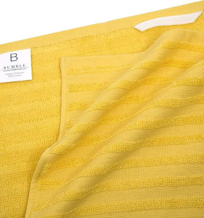 Premium Kitchen Towels 6 Pack Large Cotton Flat Terry Absorbent Tea Towels with Hanging Loop Wide Stripe Yellow 20x28