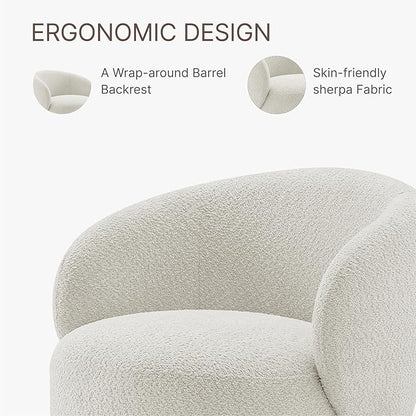 Swivel Accent Chair Round Barrel Armchair Upholstered Performance Fabric for Living Room Bedroom Reading Waitingroom,2 PCS,Cream