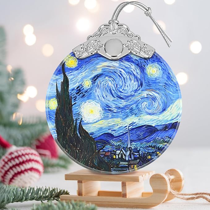 Christmas Ornament - Stained Glass Van Gogh Starry Night - Home Decor - Holiday Present Ideas - Gift Exchange