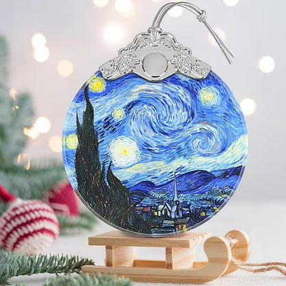 Christmas Ornament - Stained Glass Van Gogh Starry Night - Home Decor - Holiday Present Ideas - Gift Exchange