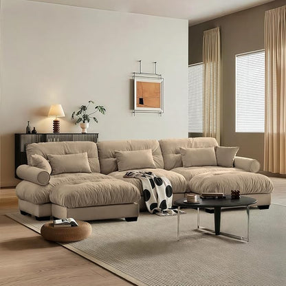 SoarFlash Sectional Sofa Couch, U Shaped Modern Sofa with Solid Wood Legs, Couches Sofas for Living Room Apartment, Comfortable Small Couches for Apartment, Brown
