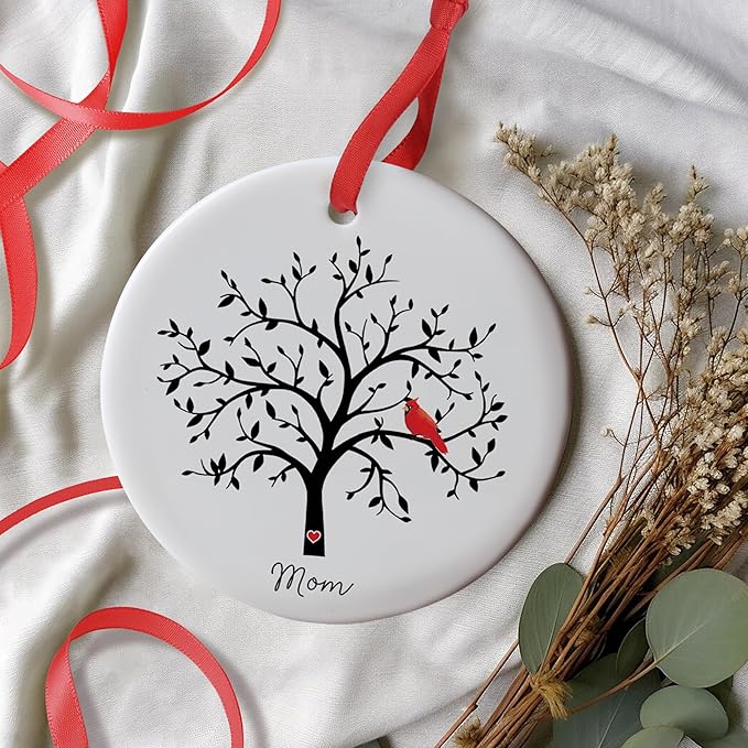 in Loving Memory Ornament - Cardinal Memorial Christmas Ornament - Remembrance Tree of Life Ornament - Sympathy Gifts for Loss of Mom - in Memory of Mom