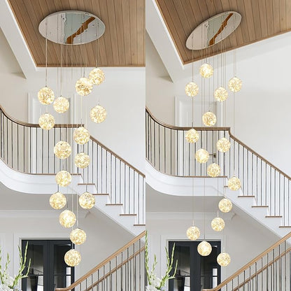 15-Light Foyer Chandeliers for High Ceilings LED Staircase Chandelier Large Chandeliers for High Ceilings, Entryway Modern Lighting Fixture Villas and Stairs, Adjustable Length 23" W x100 H,75W