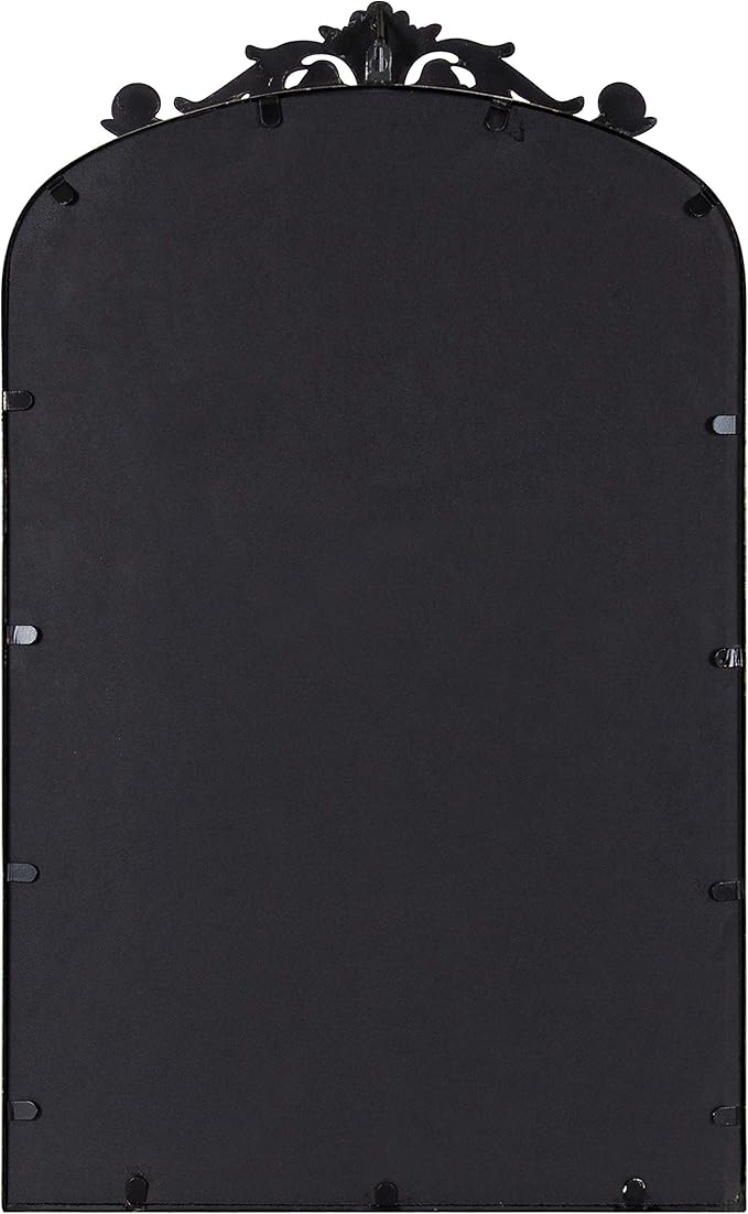 Kate and Laurel Arendahl Traditional Arch Mirror, 19 x 30.75, Antique Black, Baroque Inspired Wall Decor