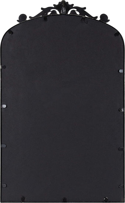 Kate and Laurel Arendahl Traditional Arch Mirror, 19 x 30.75, Antique Black, Baroque Inspired Wall Decor