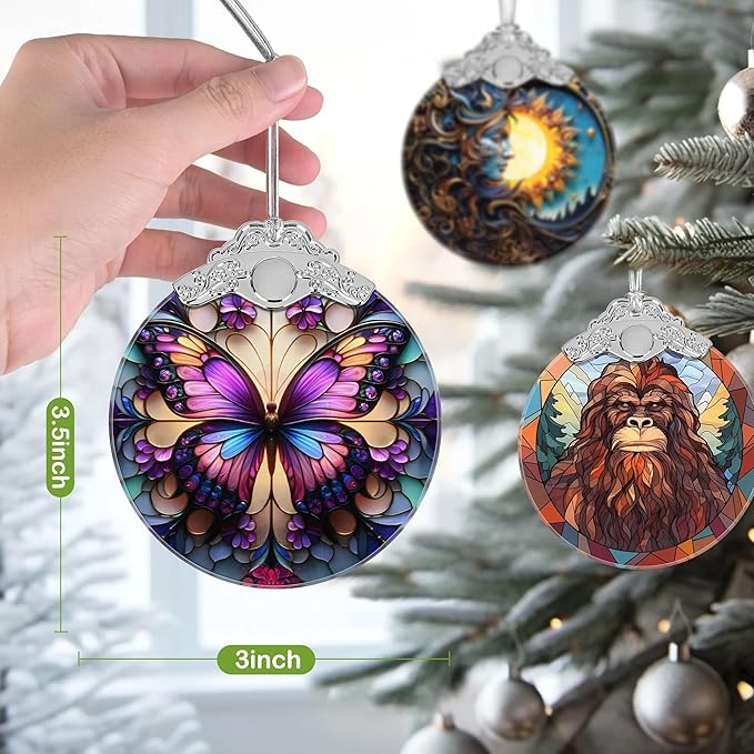 Christmas Ornament, 2025 Ornaments for Christmas Tree, Stained Glass Hanging Ornament, Holiday Ornaments, Unique Gift Idea - Butterfly