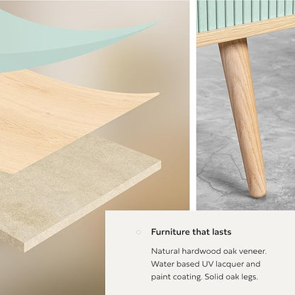 WERMO 53'' Blue Cabinet with Doors and Shelves - Credenza, Modern Media Console Table with Storage, Blue Sideboard Storage Accent Cabinet for Living Room, Office, Entryway and Bedroom (Oak)