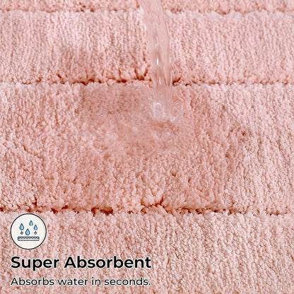GRANNY SAYS Pink Bathroom Rugs Non Slip Washable, 24"x 48", Soft Bath Mats for Bathroom, Microfiber Shag Rug, Absorbent Bath Floor Mat, Large Bath Rug for Shower, Tub, Bedroom
