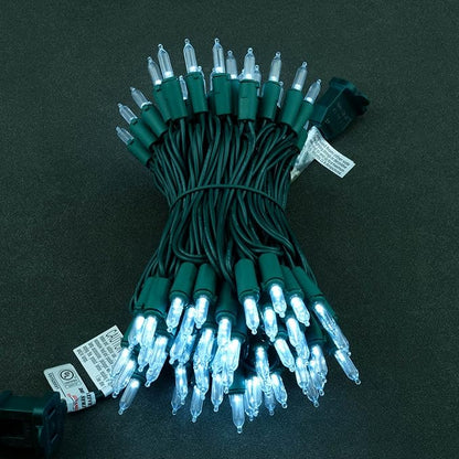 YULETIME Cool White LED Christmas Lights with Green Wire, 33 ft 100 Count UL Certified Commercial Grade Holiday String Light Set (Cool White - Green Wire)