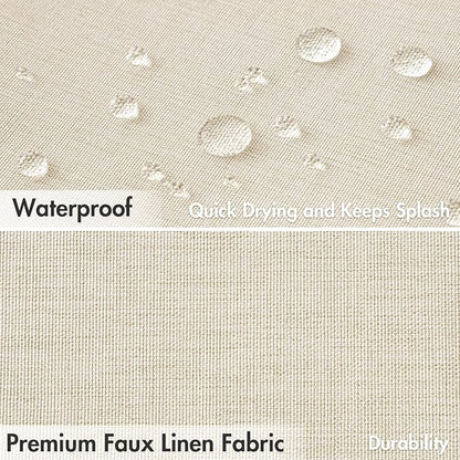 MIULEE Ivory Scalloped Shower Curtain Linen Textured with 12 Metal Hooks Cute Heavy Duty Washable Waterproof Thick Cloth Shower Curtains with Black Border for Bathroom Hotel Bathtub,W72*L72