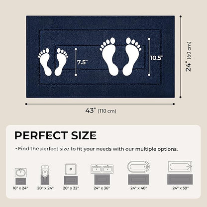 GRANNY SAYS Long Bathroom Rug Mat, Bath Mats Non-Slip, Super Soft & Water Absorbent, Large Bath Rugs, Machine Wash Dry, Bathroom for Floor, Tub and Shower, 24" x 48" Navy Blue