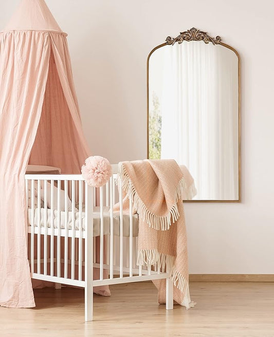 Kate and Laurel Arendahl Glam Arched Tall Panel Mirror; 24 x 42; Gold; Traditional Baroque Large Body Wall Mirror with Ornate Garland Inspired Crown