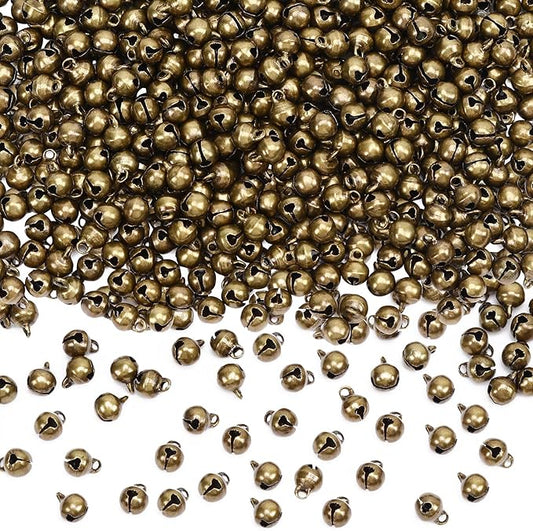 Augshy 200 Pieces Mini Jingle Bells, 1/4 Inch Vintage Alloy Bronze Color Bell Craft Bell for Christmas Home and Pet Decorations Bracelet Necklace Making Xmas Decor Party Favors Supplies