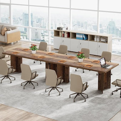Tribesigns 63-inch Executive Desk, Vintage Home Office Computer Desk with Large Tabletop, Farmhouse Wood Writing Conference Table Workstation for Office, Study, Distressed Brown