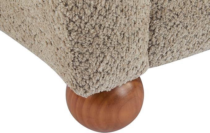 Christopher Knight Home Lindy Wingback Accent Chair, Upholstered Armchair with Rounded Wooden Legs, Curved Backrest Single Sofa, Soft Cushion Seating, Comfy Lounge Chair for Living Room, Light Brown