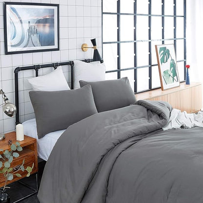 Pureant Grey Comforter Set Twin 3Pcs Dark Gray Bedding Comforter Sets Gray Comforter Twin Size Soft Men Boys Elegant Gray Comforter Charcoal Grey Twin Size Quilts Luxurious Smoke Grey Bedding