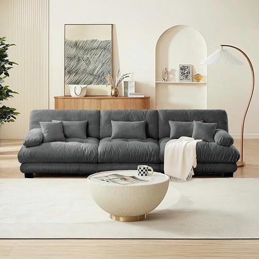 SoarFlash 133.8” Sectional Sofa 3 Seat Couch, L Shaped Modern Sofa with Solid Wood Legs, Couches Sofas for Living Room Apartment, Comfortable Small Couches for Small Spaces, Grey