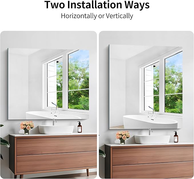 KOCUUY Large Frameless Mirror,36x40 Inch Rectangle Bathroom Vanity Mirror for Over Sink, Upgraded Shatterproof Unframed Design for Bedroom, Living Room, Entryway