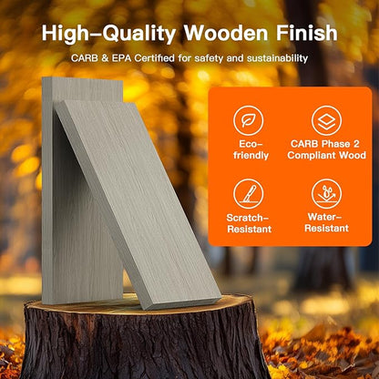 Pipishell Fluted 8 Drawers Dresser for Bedroom, 47" Wooden Drawers with Metal Handle, Dressers with Round Edge Design, Closet Clothes Storage Organizer for Bedroom, Hallway, Grey