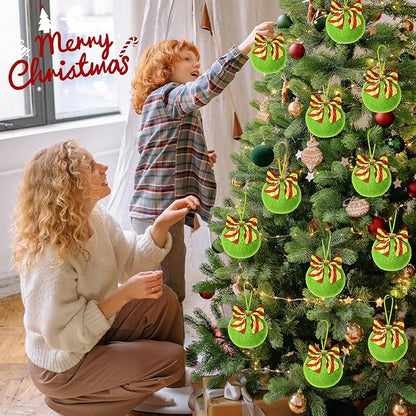 36 Pcs Lime Green Furry Christmas Ball Ornaments，3.15 Inch Xmas Tree Green Christmas Hanging Decorations Soft Faux Fur Pom Pom Ball Ornaments for Home Party Supplies Fireplace Mantel Wall Decor